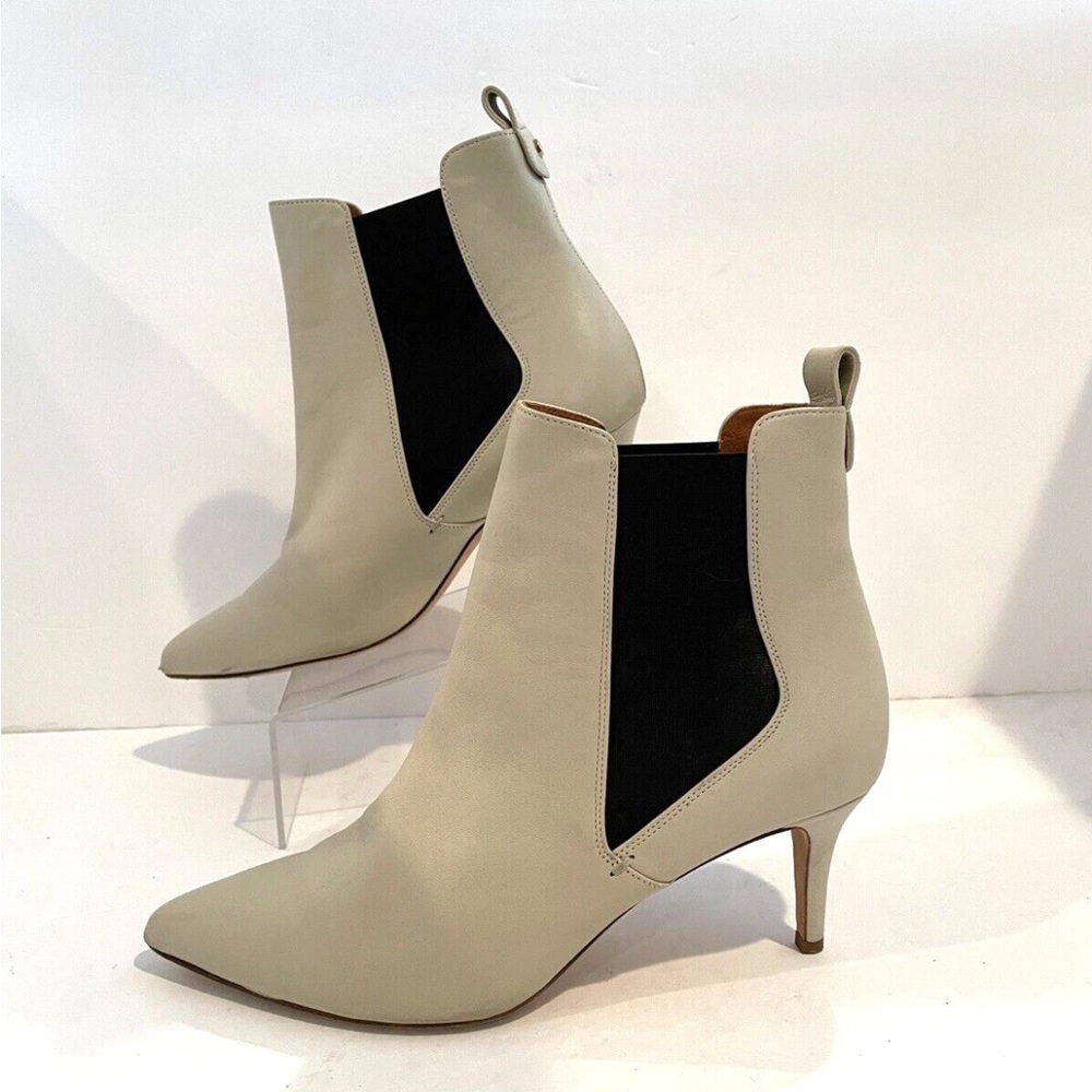 Veronica Beard Women's Parker Kitten heel Bootie in Bone Sz 38.5/8.5